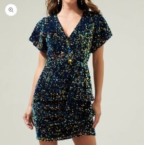 Stunning SugarLips Multicolor Velvet Sequin Mini Dress Size Medium